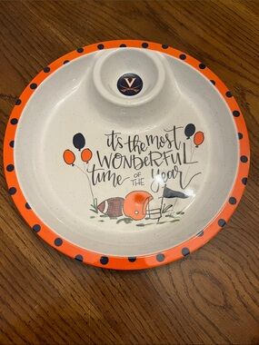 University of Virginia Orange and Navy Melamine Game Day Chip & Dip Bowl
